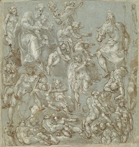 Heiliger Josef und das Christkind mit Engeln und Putti