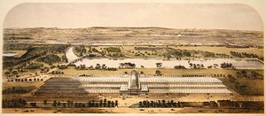Vogelperspektive des Gebäudes für die Große Ausstellung, veröffentlicht von Ackermann & Co. von Charles (after) Burton