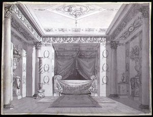 Entwurf für ein Empire-Schlafzimmer, ca. 1810