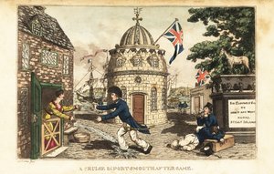 Johnny Newcome besucht während eines Landurlaubs Poll Raffle, eine Prostituierte in Prospect Row von Charles (c.1797 1850) (after) Williams