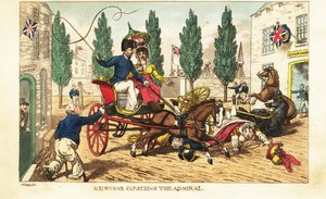 Seekadett Newcome rammt mit seinem Boot die zweispännige Kutsche des Admirals in Gosport von Charles (c.1797 1850) (after) Williams