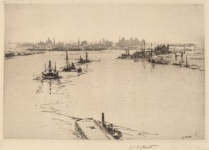 Williamsburg von der Brücke (Skizze) von Charles A. Platt