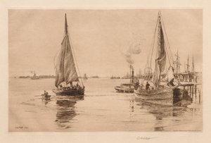 Zwei Schaluppen auf dem East River, 1889 von Charles Adams Platt