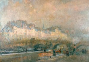Die Schleuse der Münze im Wintersonnenschein, Paris von Charles Albert Lebourg