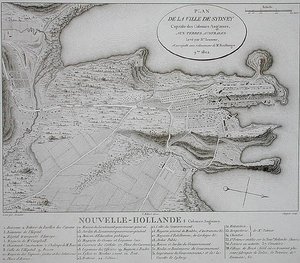 Plan der Stadt Sydney von Charles Alexandre (after) Lesueur