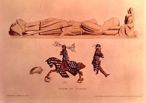 Grabfigur des Ritters Aymer De Valence, Earl of Pembroke, veröffentlicht 1811 von Charles Alfred Stothard