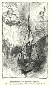 Stephenson fährt in den Schacht hinunter von Charles Altamont Doyle