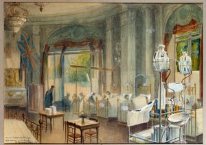 Ansicht des großen Raums des britischen Krankenhauses im Hotel Astoria von Charles Andre Igounet de Villers