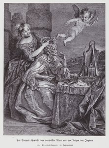 Narrheit schmückt das verwelkte Alter mit den Zierden der Jugend von Charles Antoine (after) Coypel