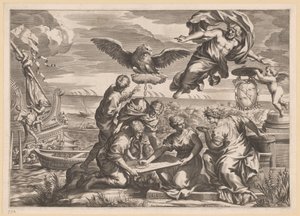 Allegorie auf die ausländische Herrschaft mit Geografia und Jupiter von Charles Audran