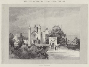 Englische Häuser, Alton Towers, Blick von der Terrasse von Charles Auguste Loye
