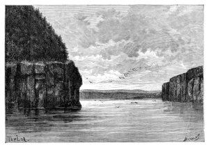Der Fluss Angara, unterhalb der Padunskiy-Stromschnellen, Sibirien, Russland, 1895