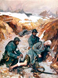 Rotes Kreuz-Schwestern verbinden einen verwundeten Soldaten von Charles Baude