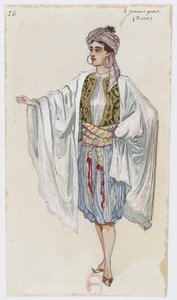 Holmès - La montagne noire - Kostümentwürfe von Charles Bianchini - 26. Vier junge Männer. Ballett