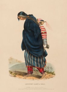 CHIPPEWAY FRAU & KIND, aus der Geschichte der Indianerstämme Nordamerikas von Charles Bird King