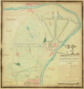 Allgemeiner Plan der Gärten und Parks des Hampton Court Palace, ca. 1713 von Charles Bridgeman