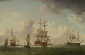 Englische Schiffe unter Segel bei sehr leichtem Wind von Charles Brooking