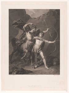 Chiron unterrichtet Achilles im Bogenschießen von Charles Clément Bervic
