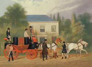 Die Postkutsche bereitet sich auf die Abfahrt vor von Charles Cooper Henderson