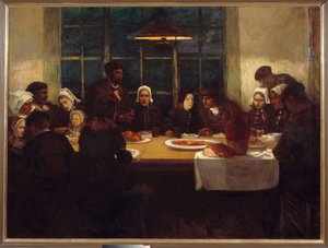 Das Abschiedsmahl im Land des Meeres (zentraler Teil eines Triptychons) von Charles Cottet