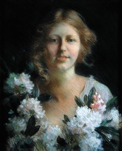 Porträt einer Dame mit Blumen