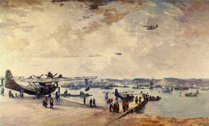 Eine Tankstelle - Wasserflugzeuge von Charles Cundall