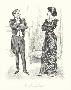 Er: Wir hatten einen schrecklichen Streit. "Und ich habe gewonnen." "Nein. Ich habe gewonnen. Du hast meine Entschuldigung angenommen" von Charles Dana Gibson