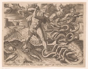 Herkules besiegt die Hydra von Lerna von Charles David