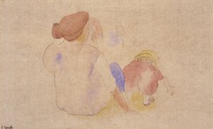 (Frau mit Kind im roten Anzug) von Charles Demuth
