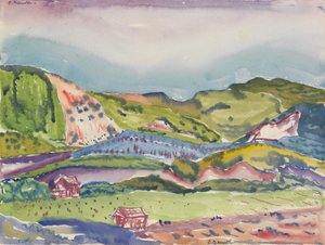 Berg mit rotem Haus, ca. 1913