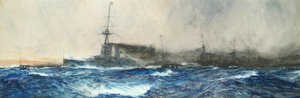 HMS Iron Duke führt andere Großkampfschiffe der Flotte an von Charles Dixon