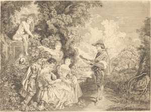 Lektion der Liebe von Charles Dupuis after Antoine Watteau