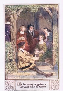 Am Abend versammelt er uns alle im Pavillon von Charles Edmund Brock
