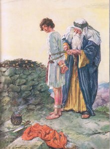 Soll Isaak sterben? Illustration aus Durch die Bibel, Virtue Publishing, 1928 von Charles Edmund Brock