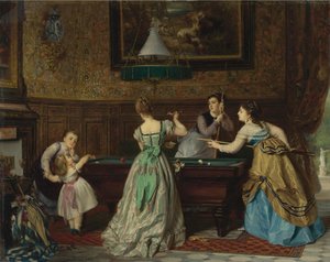 Damen spielen Billard, 1869