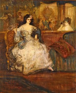 Frau in einer Loge im Theater