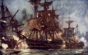 Die Majestic in der Schlacht am Nil, 1798