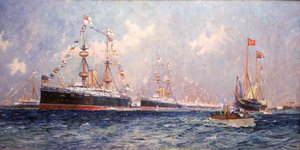Das Magazin während des Diamantjubiläums von Königin Victoria (1819-1901) in Spithead (England), 26. Juni 1897 von Charles Edward Dixon