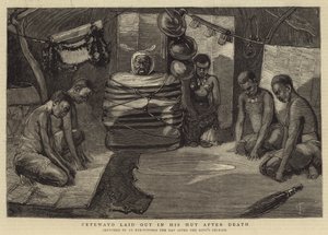Cetewayo in seiner Hütte nach dem Tod von Charles Edwin Fripp
