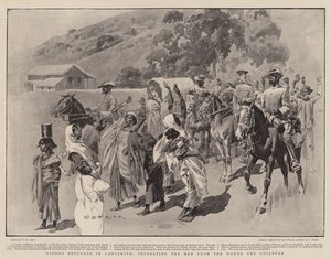 Hindoo-Flüchtlinge in Ladysmith, Trennung der Männer von den Frauen und Kindern von Charles Edwin Fripp