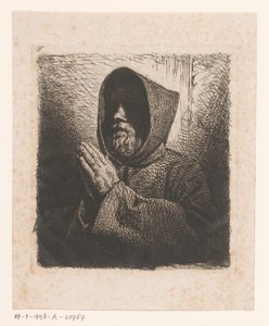 Kopf eines betenden Mönchs mit Bart von Charles Emile Jacque