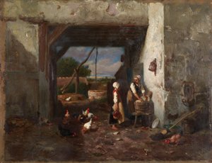 Hühnerhof von Charles Emile Jacque
