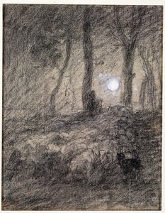 Schafherde im Mondlicht von Charles Emile Jacque