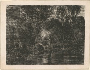 Flussufer bei Nacht