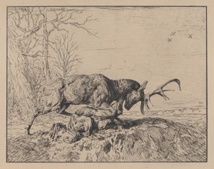 Hirsch kämpft gegen einen Wolf, nach Antoine Louis Barye, 1846