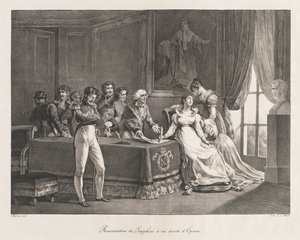 Josephine verzichtet auf ihre Rechte, frühes 19. Jahrhundert von Charles Etienne Pierre Motte