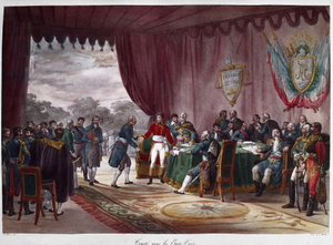 Die Unterzeichnung des Vertrags von Mortefontaine, 30. September 1800 - zwischen Joseph Bonaparte (1768-1844) und den Vereinigten Staaten; der Verkauf von Louisiana an Amerika von Charles Etienne Pierre Motte
