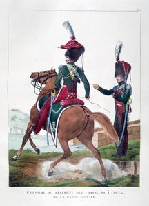 Uniformen des berittenen Jägerregiments der französischen königlichen Garde, 1823