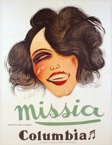 Columbia Records Plakat, Werbung für die französische Chanteuse Missia, ca. 1935