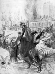 Marineinfanteristen in einer Straßenschlacht in Diksmuide, Flandern, Belgien, 1914